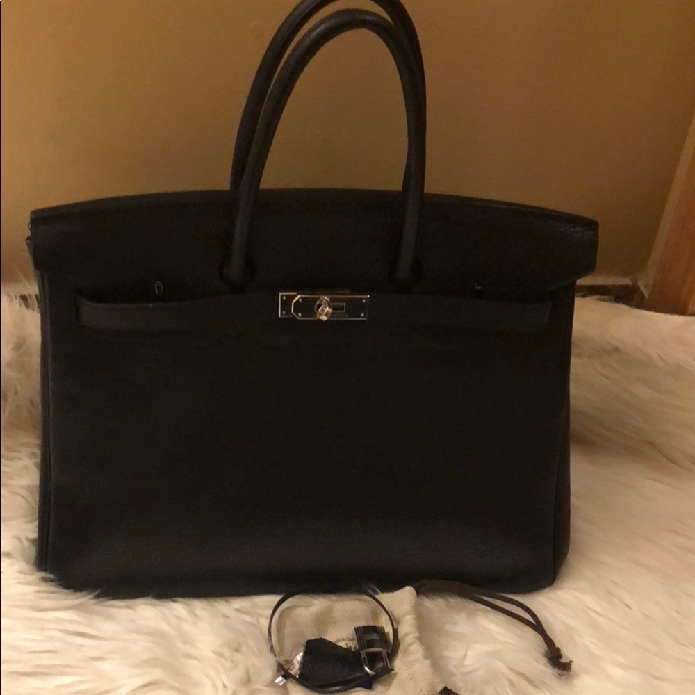 Black Togo Genuine Leather Handbag